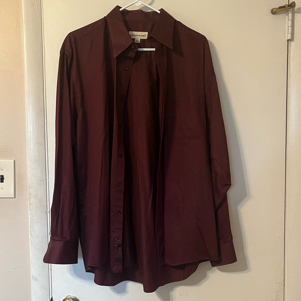 pronto uomo maroon men’s button down